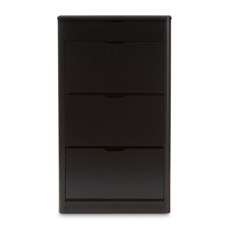 Cayla Modern and Contemporary Wood Shoe Cabinet - Black - Baxton Studio, 4 of 10