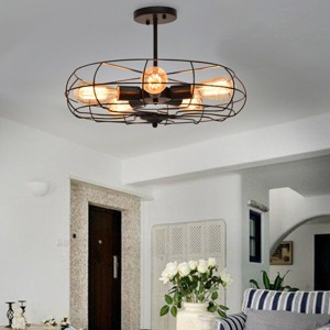 Industrial Vintage Flush Mount Ceiling Light Metal Hanging Fixture 5-Light - 1 of 4