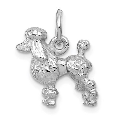 Black Bow Jewelry 14k White Gold 3D Textured Poodle Charm or Pendant