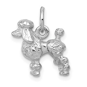Black Bow Jewelry 14k White Gold 3D Textured Poodle Charm or Pendant - 1 of 4