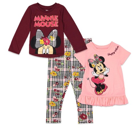 Disney Minnie Mouse Girls T-Shirt and Leggings 3 Piece Set - 2T