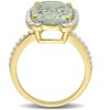 EVERLY JEWELRY | Yellow Plated Sterling Silver 6 7/8 CT TGW Cushion Cut Green Quartz and White Topaz Semi Halo Ring - 3 of 4