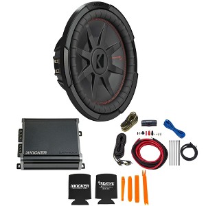 Kicker 12 Inch Comp RT Thin Woofer Includes 48CWRT124 Package with 46CXA4001 Amplifier and wire kit - 1 of 4