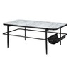 Vynxaria Series 24 in. Black White Rectangular Glass End Table with Marble Print and Metal Base - 3 of 4