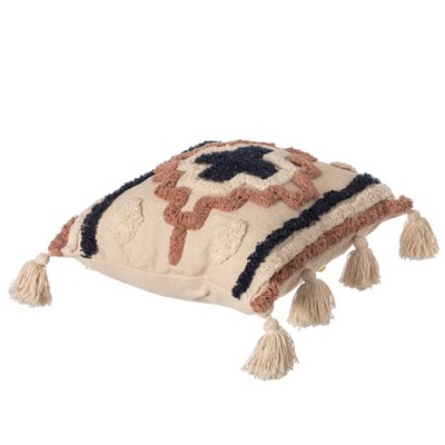 Handwoven Cotton Euro Throw Pillow with Tassels