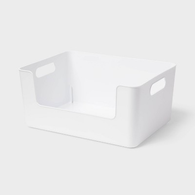 Large Plastic Open Face Pantry Bin White - Brightroom™: Kitchen Cabinet Organizer, 13"x9.5"x6" Storage Solution