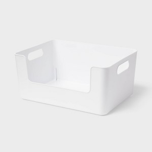 Large Plastic Open Face Pantry Bin White - Brightroom™: Kitchen Cabinet Organizer, 13"x9.5"x6" Storage Solution - 1 of 4