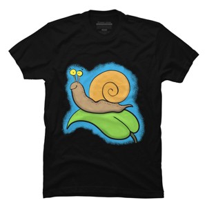 Men's Design By Humans Cute, happy snail on a leaf cartoon illustration By thefrogfactory T-Shirt - 1 of 4