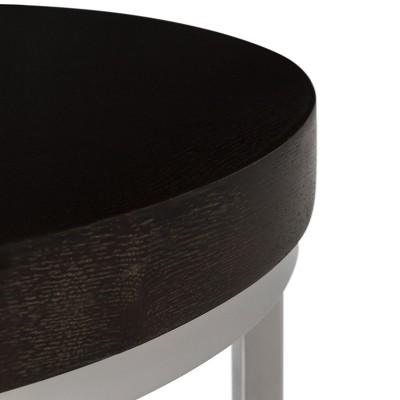 Transitional Turner 20" Black Wood and Stainless Steel Round End Table