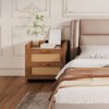 Rattan Nightstand Set of 2, Modern Bedside Table with 2 Drawers, Sofa Side Table for Small Spaces, Wooden Accent Table End Table for Living Room - 2 of 4
