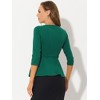 INSPIRE CHIC Women's 3/4 Sleeve Belted Elegant Business Work Peplum Top - 3 of 4