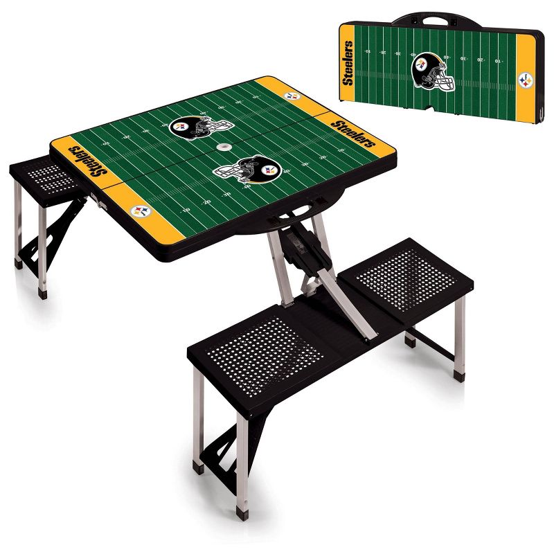 NFL Pittsburgh Steelers Portable Folding Table with Seats and Umbrella, 4 of 5
