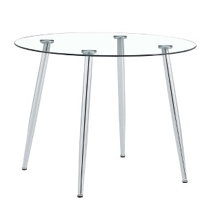 Gulches 38.6 Inch Round Dining Table, Modern Minimalist Tempered Glass Tabletop with Silver Metal Legs, Stable Structure & Anti-Slip Pads, Suitable - 1 of 4