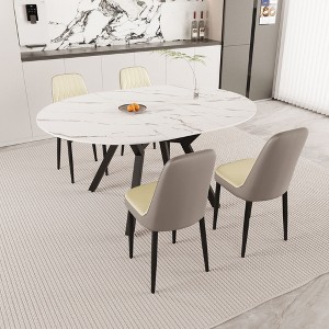 NicBex 47-63" Dining Table Set for 4 Modern Extendable Dining Table Metal Legs with 4 PU Chairs - 1 of 4