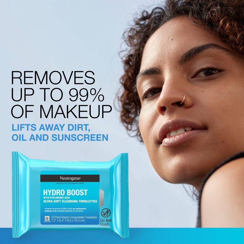 Neutrogena Hydro Boost Face Cleansing Makeup Wipes with Hyaluronic Acid - 25ct, 3 of 10