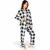 Anna-Kaci Lounge Women's Classic Black and White Plaid Pajama Set with Button-Up Long Sleeve Top and Relaxed Fit Pants- Black,Small - 3 of 4