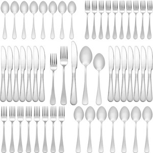 Itopfox 50-Piece Stainless Steel Flatware Set for 10, Includes Forks, Knives, Spoons & Salad Forks, Dishwasher Safe, Durable Tableware for Home - 1 of 4