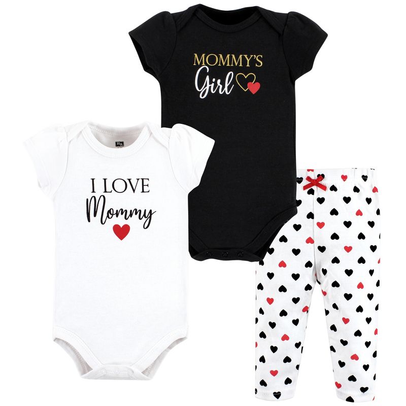 Hudson Baby Infant Girl Cotton Bodysuit and Pant Set, Girl Mommy Red Black, 1 of 6