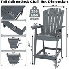 Patio Tall Adirondack Chairs Bar Chairs, Outdoor Adirondack Barstools with Connecting Tray, Bar Stool Chair with High Back for Deck, Balcony - 3 of 4