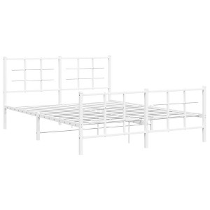 vidaXL White Steel Metal Bed Frame-Double Bed with Headboard/Footboard - 1 of 4