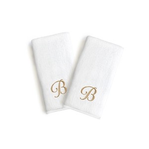 Linum Home Textles Monogrammed Luxury 100% Turkish Cotton Novelty White  Hand Towel (Set of 2) - 1 of 1
