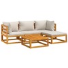 vidaXL Patio Furniture Set - 5 Piece Lounge Set w/Light Gray Cushions - Solid Acacia Wood - Modular Design for Garden, Patio, Deck - 3 of 4