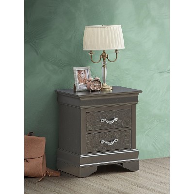 NicBex Classic Nightstand with 2 Drawers End table with Metal Handles Modern Bedside Table for Living Room, Bedroom, Study