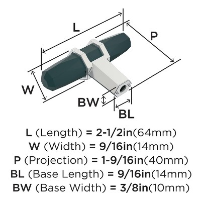 London 2-1/2 inch Black Bronze and Polished Chrome T-Handle Cabinet Knob