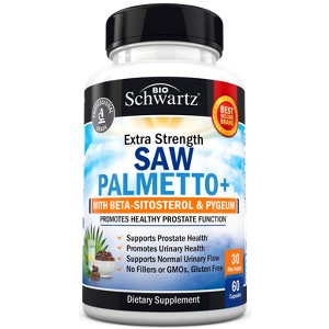 Extra Strength Saw Palmetto Plus Capsules for Healthy Prostate & Urinary Function, Bioschwartz, 60ct - 1 of 4