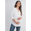 Hello Miz Women's Henley V Neck Roll Tab Button Maternity Top - 2 of 4