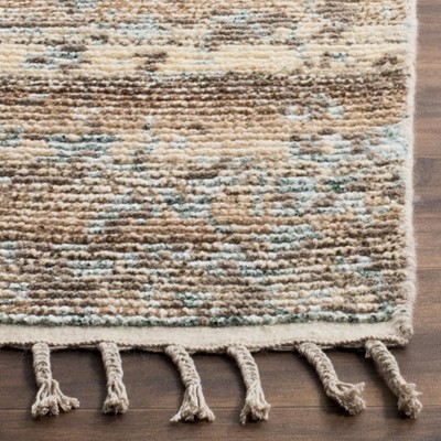 Kenya Beige Silver Hand-Knotted Wool 9' x 12' Rug