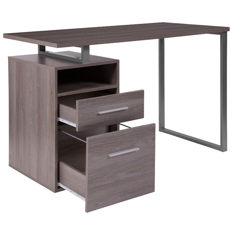 Flash Furniture Harwood Desk with Two Drawers and Metal Frame, 5 of 12