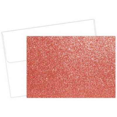 15ct Salmon Glitter Note Cards & Envelopes