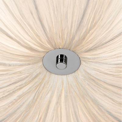 Contemporary 21" Chrome Flush Mount Ceiling Light with Ivory Fabric Bowl