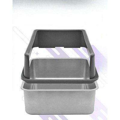 XL Stainless Steel Cat Litter Box with High Sides, Gray