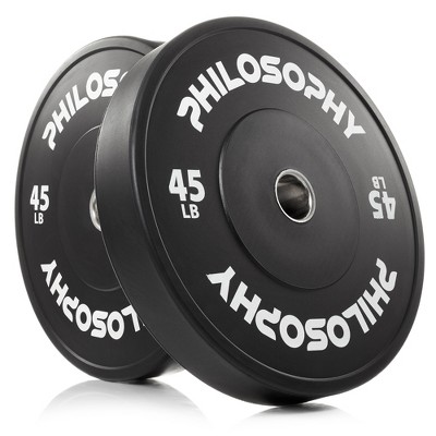 Philosophy Gym Set of 2 Olympic 2-Inch Rubber Bumper Plates Black