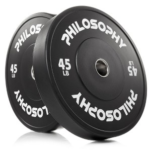 Philosophy Gym Set of 2 Olympic 2-Inch Rubber Bumper Plates Black - 1 of 4