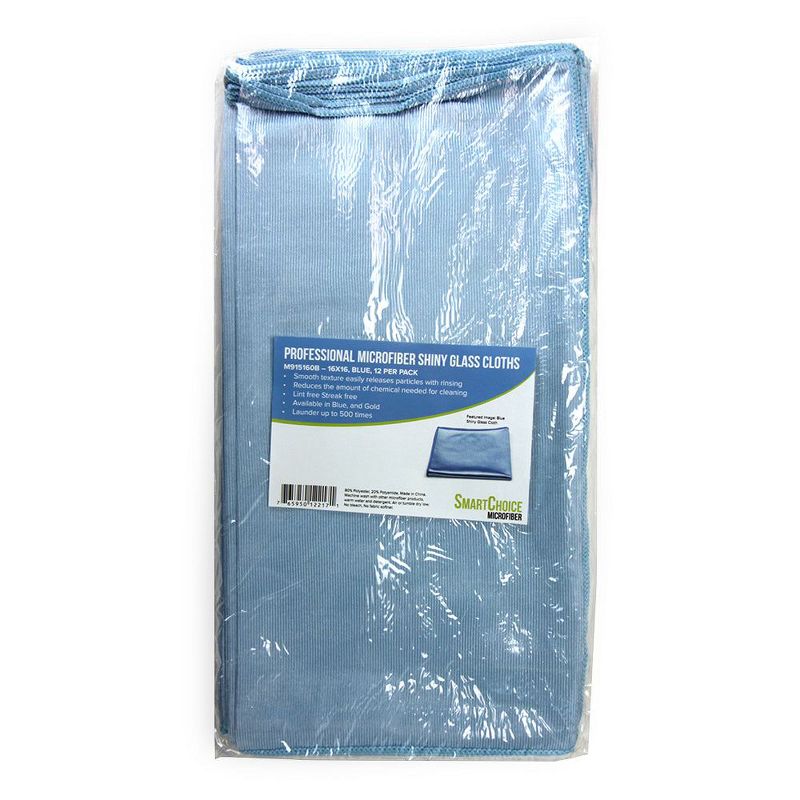 Smart Choice Shiny Glass Cleaning Cloth 16x16 (12/Pack), 3 of 8