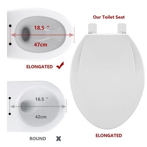 19" Elongated Toilet Seat, Slow Close Toilet Cover Seat with Toddler Seat Built in, PP Material, Easy Install and Clean, - 1 of 4