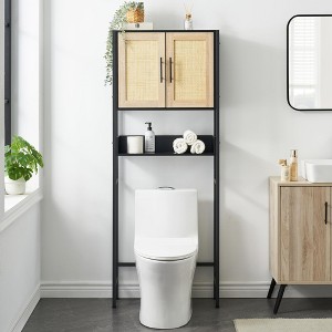 Over the Toilet Storage Cabinet, Farmhouse Above Toilet Storage Cabinet with Sliding Door and Adjustable Shelf, Bathroom Storage Cabinet, - 1 of 4