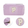 Unique Bargains Corduroy Rectangular Letter Makeup Bag Pink Purple 1 Pc - 4 of 4