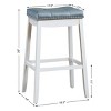 Tangkula Set of 4 Saddle Bar Stools Backless Nailhead Counter Stool with Grey Cushions Coffee/White - 4 of 4
