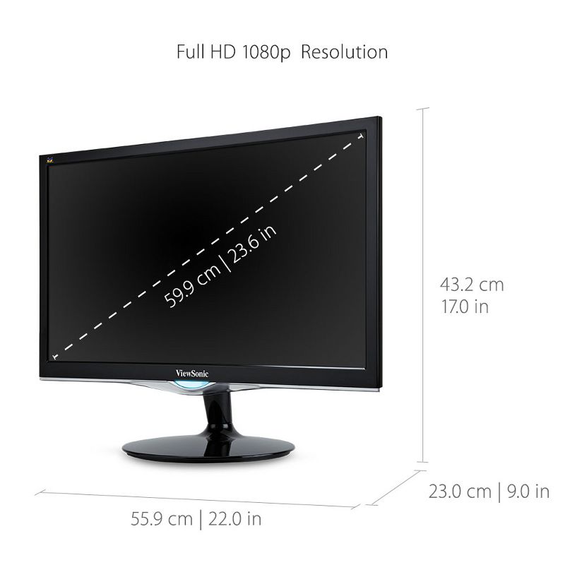 ViewSonic VX2452MH 24 Inch 2ms 60Hz 1080p Gaming Monitor with HDMI DVI and VGA inputs, 3 of 9