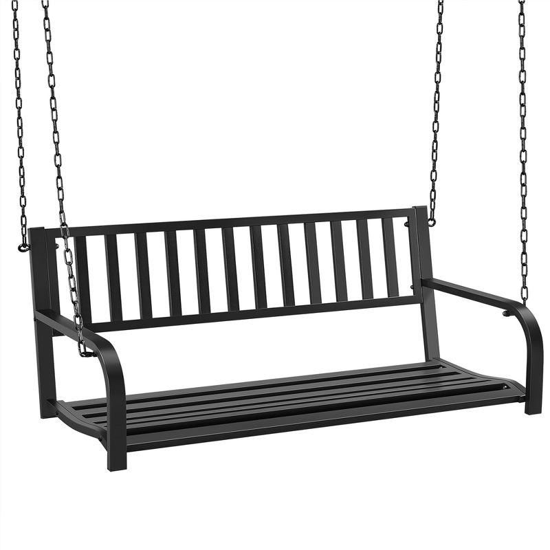 Yaheetech Hanging Swing Bench Outdoor Bench with Chains, Black, 1 of 10