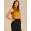 INSPIRE CHIC Women's Elegant Satin Sleeveless Bow Tie Mock Neck Solid Work Blouse - 3 of 4