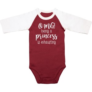 Pavilion Gift Company - Princess - 6-12 Months 3/4 Length Sleeve Maroon Onesie - Leotards and Bodysuits - 1 of 4