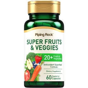 Piping Rock Fruits and Veggies Supplement | 60 Capsules | Superfood Fruit and Vegetables with Prebiotic Blend - 1 of 4
