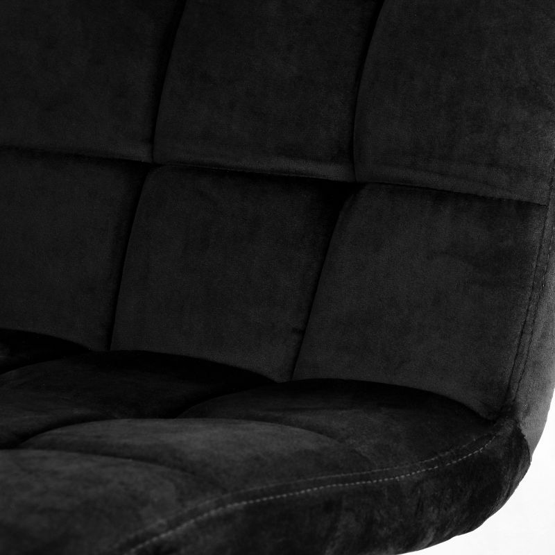 Elama 2 Piece Velvet Tufted Chairs in Black with Black Metal Legs, 4 of 10