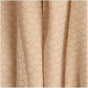Manual Woodworks and Weavers Heirloom Woven Blanket – Tan Cotton Throw with Decorative Scalloped Edging - 1 of 3