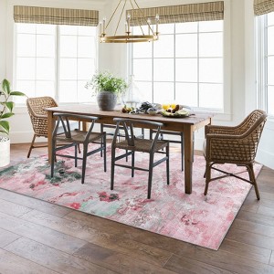 Area Rug, Modern Abstract Geometric Print Carpet, Machine Washable Non-Slip Indoor Rubber Back Runner Hallway, Bedroom, Living Room Area Rug - 1 of 4